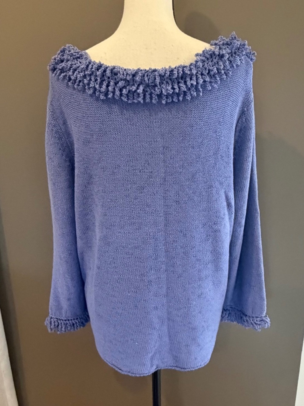 NWT Lavender Coldwater Creek Cardigan Sweater Fring Knit Scoop Neck, Size Large - Picture 4 of 16